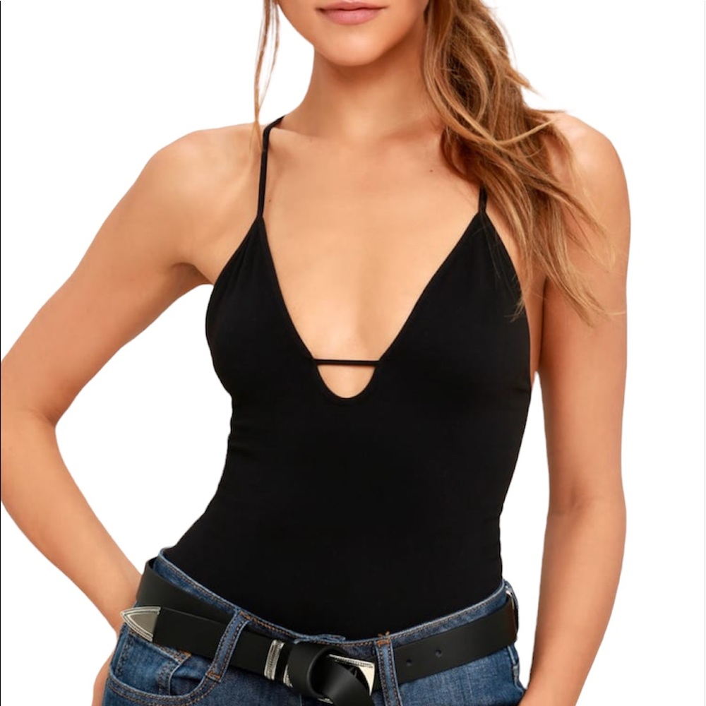 Free People black bodysuit.